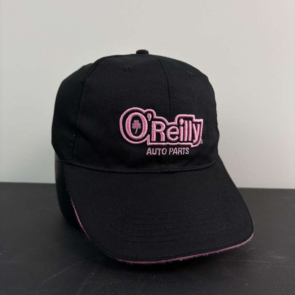 O Reilly Auto Parts Hat Embroidered Black Pink Cap Promo Strapback Adjustable